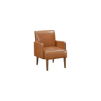 Lexicon Accent Chair Faux Leather Living Room Chair Modern Armchair with Solid Wood Frame and Thick Cushion, Reading Chair Comfy Chair for Bedroom, Living Room, Waiting Room, Retro Brown