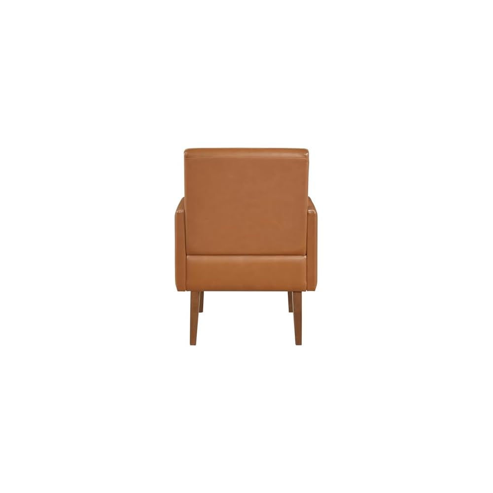 Lexicon Accent Chair Faux Leather Living Room Chair Modern Armchair with Solid Wood Frame and Thick Cushion, Reading Chair Comfy Chair for Bedroom, Living Room, Waiting Room, Retro Brown