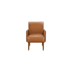 Lexicon Accent Chair Faux Leather Living Room Chair Modern Armchair with Solid Wood Frame and Thick Cushion, Reading Chair Comfy Chair for Bedroom, Living Room, Waiting Room, Retro Brown