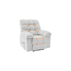 Overstuffed Recliner Rocking Chair with Massage & Heat, Manual Recline with 21.3'' Wide High-Back Linen Armchair, Remote Control, Dual Side Pockets, for Living Room or Bedroom, Light Brown
