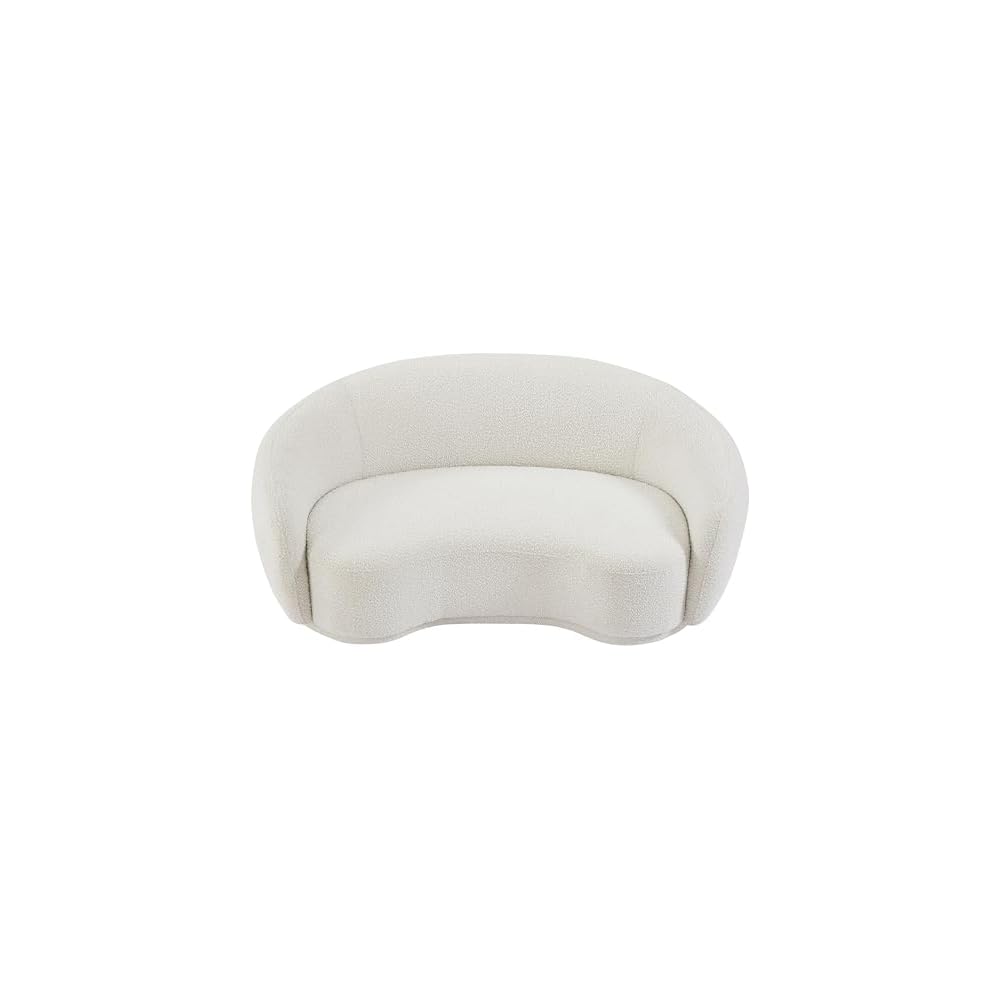 Meridian Furniture 693Cream-L Hyde Collection Modern | Contemporary Boucle Fabric Upholstered Loveseat, Cream, 64" W x 38" D x 27.5" H