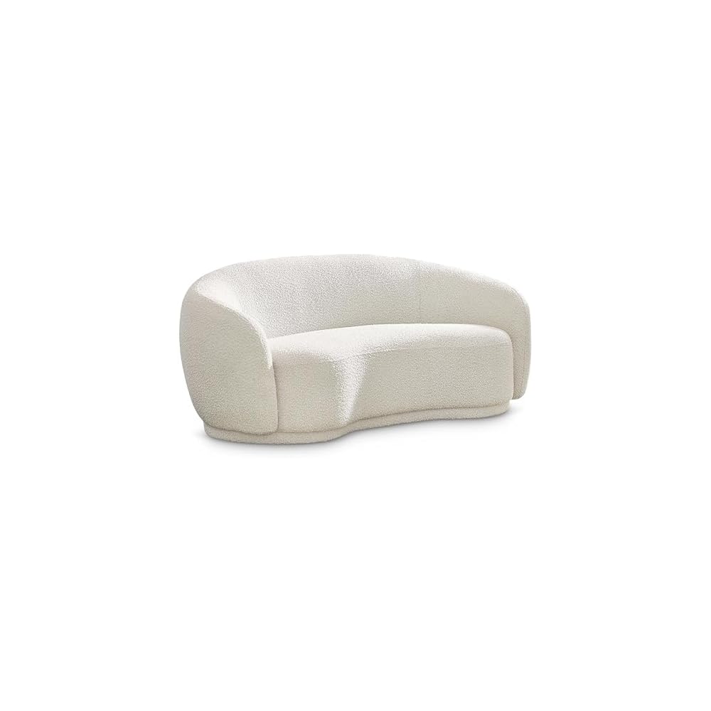 Meridian Furniture 693Cream-L Hyde Collection Modern | Contemporary Boucle Fabric Upholstered Loveseat, Cream, 64" W x 38" D x 27.5" H