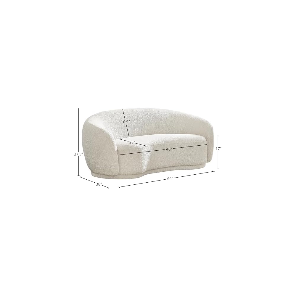 Meridian Furniture 693Cream-L Hyde Collection Modern | Contemporary Boucle Fabric Upholstered Loveseat, Cream, 64" W x 38" D x 27.5" H