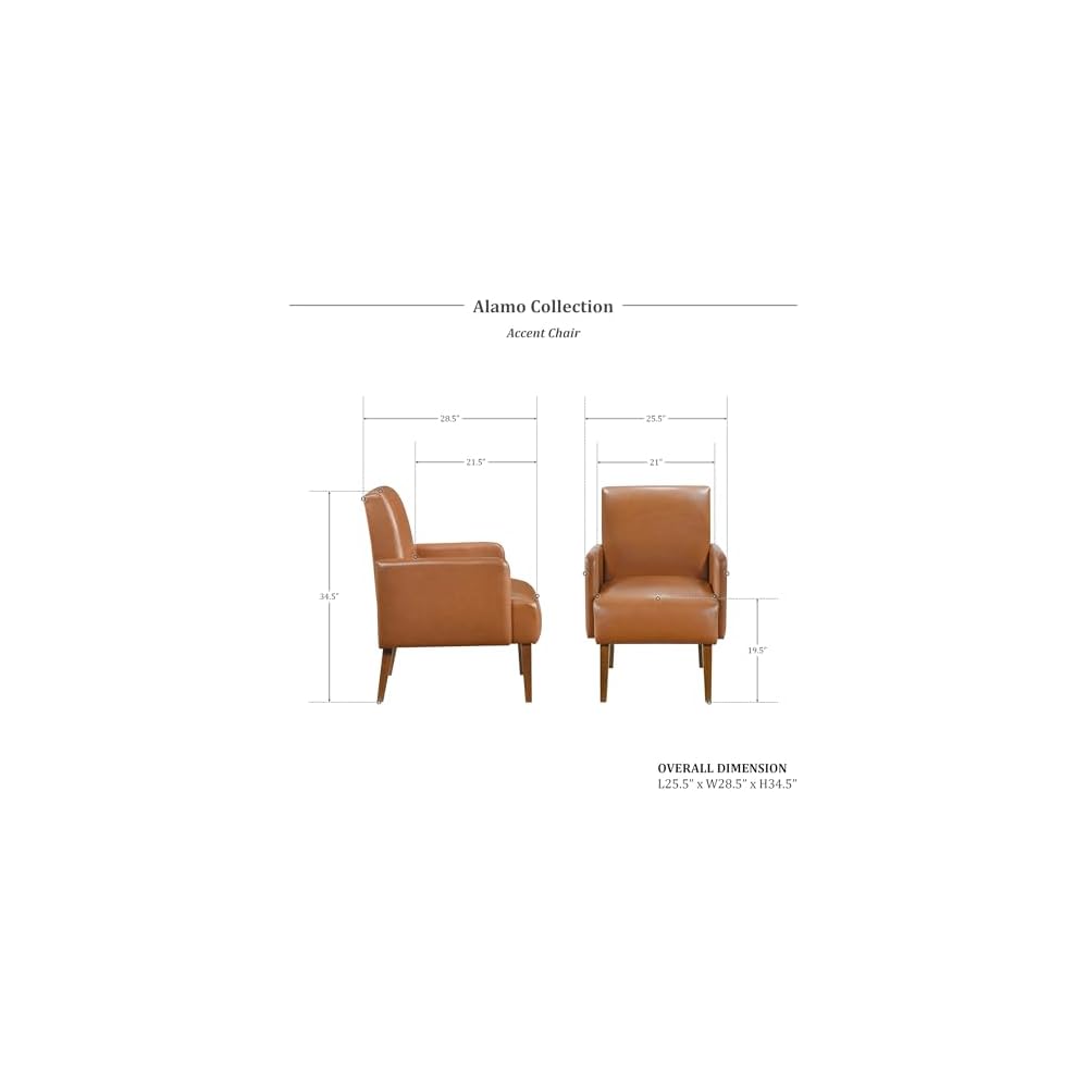 Lexicon Accent Chair Faux Leather Living Room Chair Modern Armchair with Solid Wood Frame and Thick Cushion, Reading Chair Comfy Chair for Bedroom, Living Room, Waiting Room, Retro Brown