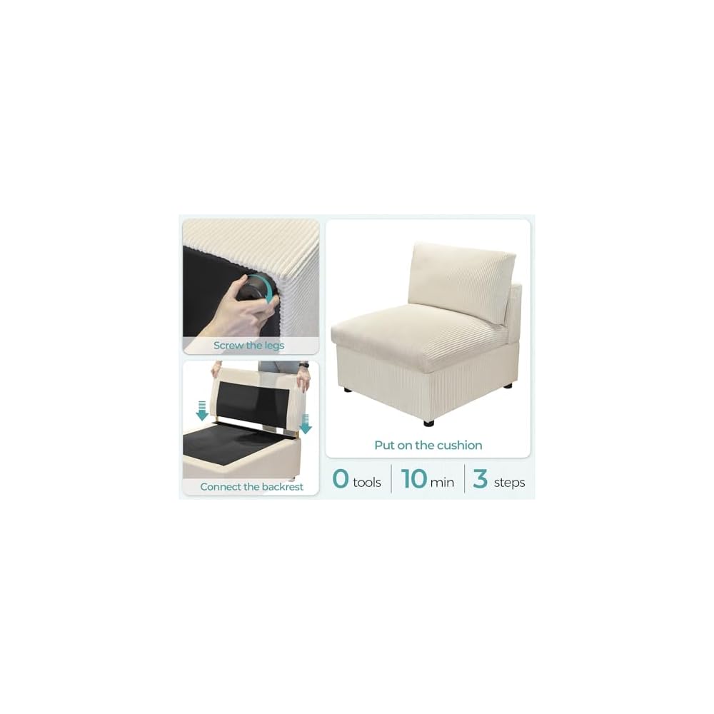 Jocisland Oversized Cloud Couch Sectional, U-Shaped Modular Couch, Beige