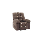 Overstuffed Recliner Rocking Chair with Massage & Heat, Manual Recline with 21.3'' Wide High-Back Linen Armchair, Remote Control, Dual Side Pockets, for Living Room or Bedroom, Light Brown