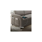 115.2'' Sleeper Sofa Bed King, Sherpa Fleece Sectional Sofa, Light Grey