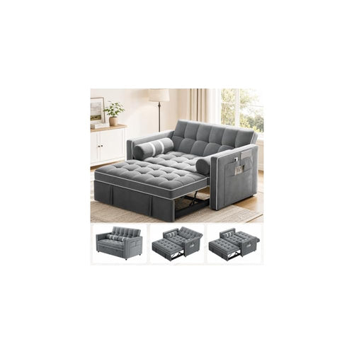 Amada Sleeper Sofa Bed, Convertible Pull Out Couch Futon, Loveseat, Gray