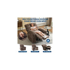 Overstuffed Recliner Rocking Chair with Massage & Heat, Manual Recline with 21.3'' Wide High-Back Linen Armchair, Remote Control, Dual Side Pockets, for Living Room or Bedroom, Light Brown
