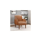 Lexicon Accent Chair Faux Leather Living Room Chair Modern Armchair with Solid Wood Frame and Thick Cushion, Reading Chair Comfy Chair for Bedroom, Living Room, Waiting Room, Retro Brown