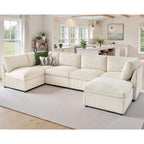 Jocisland Oversized Cloud Couch Sectional, U-Shaped Modular Couch, Beige
