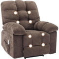 Overstuffed Recliner Rocking Chair with Massage & Heat, Manual Recline with 21.3'' Wide High-Back Linen Armchair, Remote Control, Dual Side Pockets, for Living Room or Bedroom, Light Brown