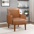 Lexicon Accent Chair Faux Leather Living Room Chair Modern Armchair with Solid Wood Frame and Thick Cushion, Reading Chair Comfy Chair for Bedroom, Living Room, Waiting Room, Retro Brown